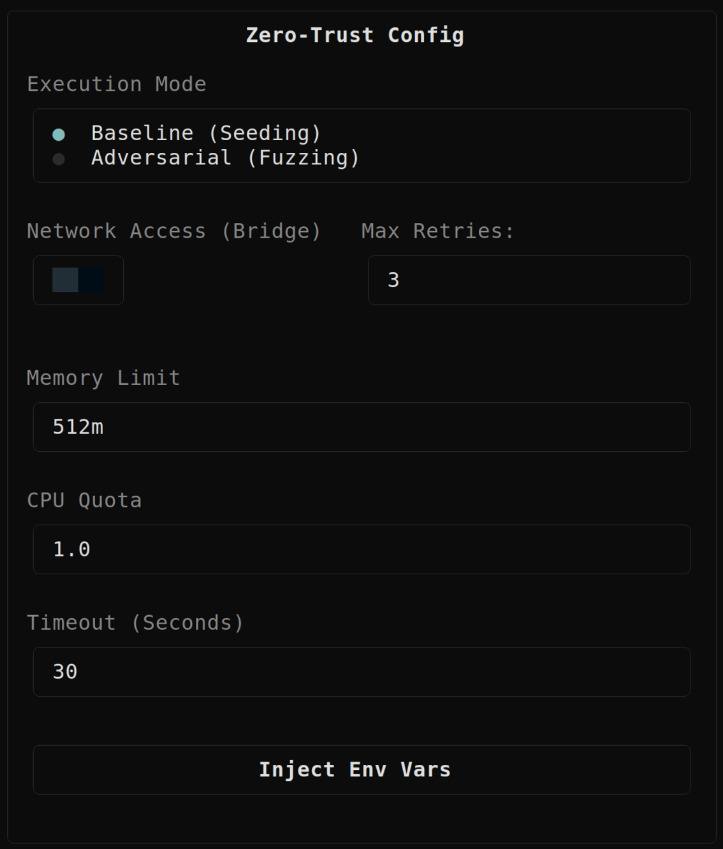 Zero-Trust Sandbox Configuration Panel